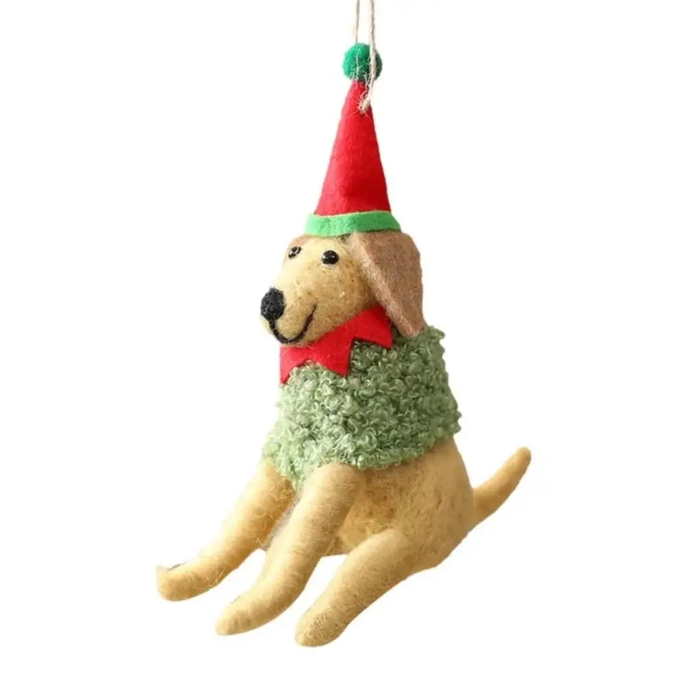 Wool Felt Christmas Dog Lightweight Handmade Xmas Tree Hanging Ornament