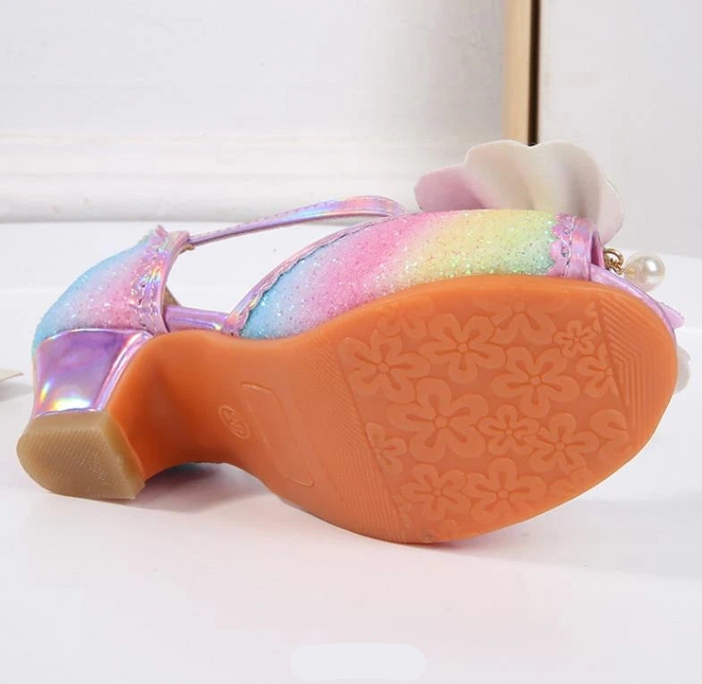 Party Shoes for Girls Glittery Butterfly Mary Jane Sandals Purple Gold Pink Blue