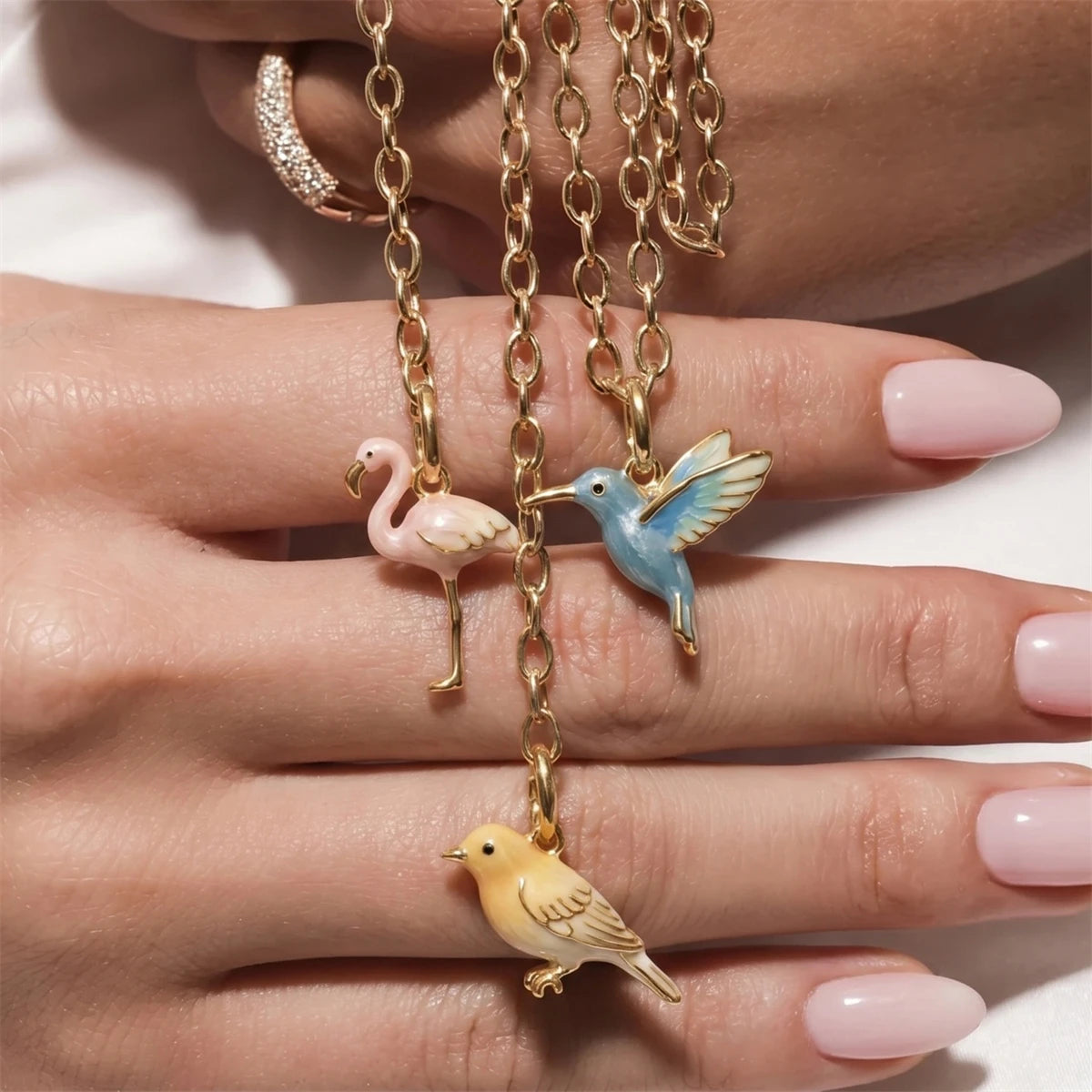 Enamel Bird Pendant Charms Necklace Bracelet DIY Jewellery Making Findings