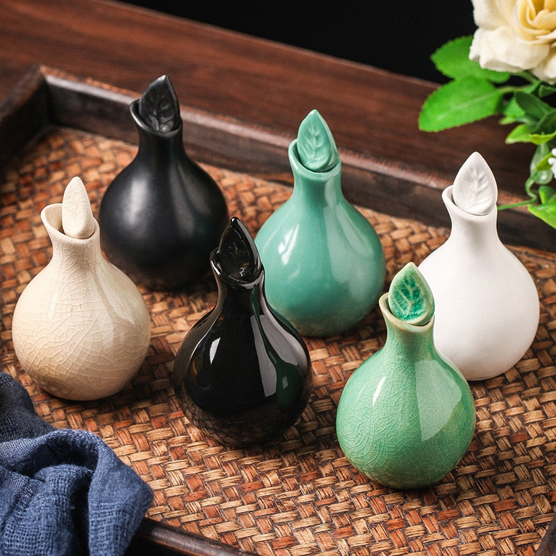 Leaf Cracked Glaze Essential Oil Pots 100ml Ceramic Aromatherapy Scented Home Decor Bottle