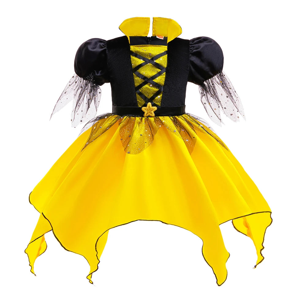 Girls Halloween Cosplay Yellow Witch Costume