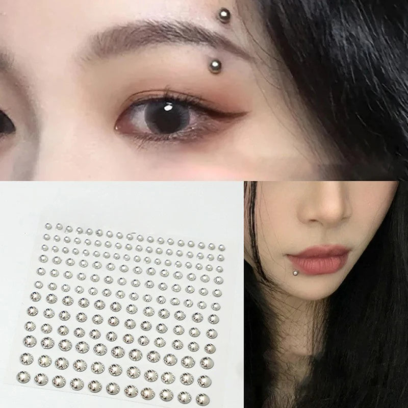 Fake Piercings Face Body Jewellery Stickers Nose Stud Self Adhesive Faux Studs