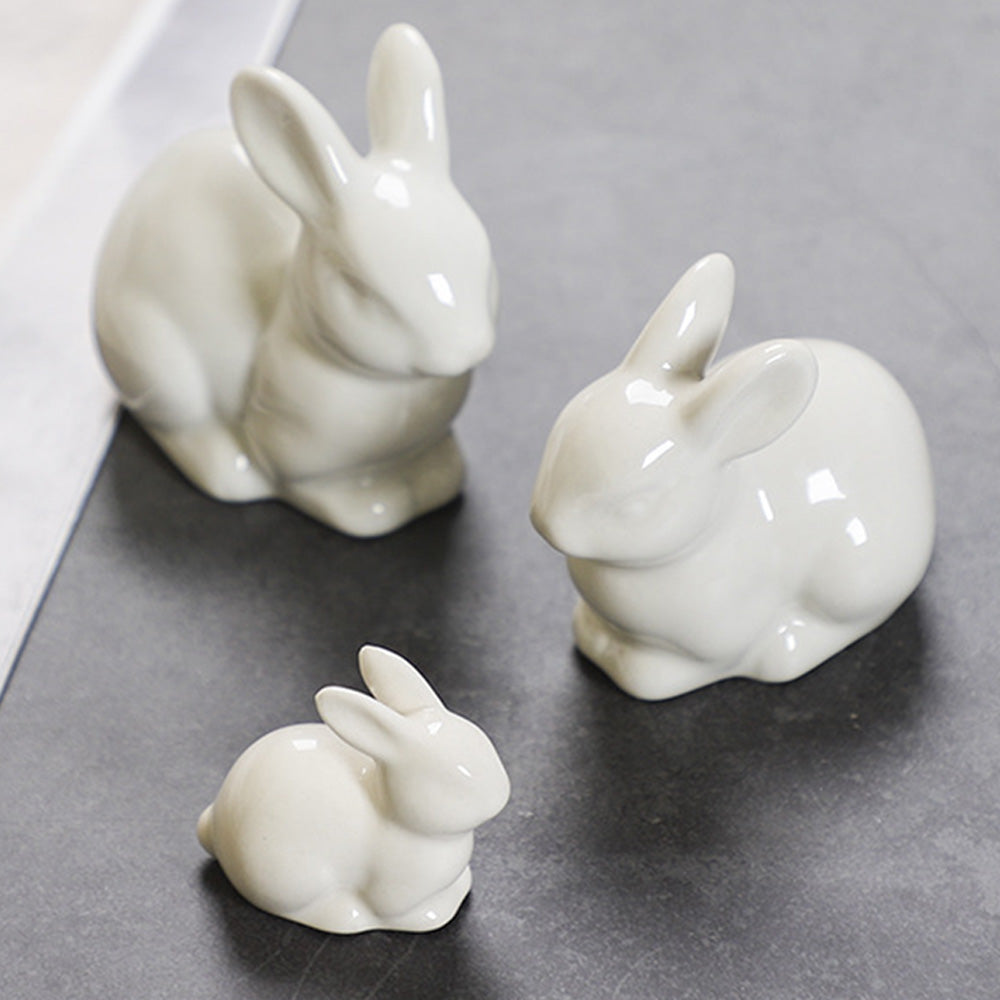 Miniature White Rabbit Easter Bunny Figurine Home Decor