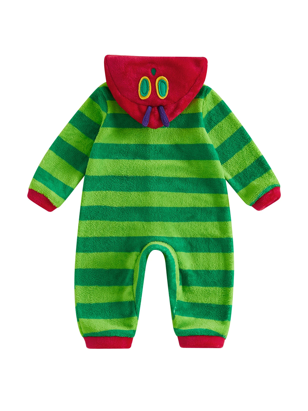 Hungry Caterpillar Baby Boys Girls Fall Winter Romper Long Sleeve Plush Costume Fleece Long Sleeve Hooded Jumpsuit