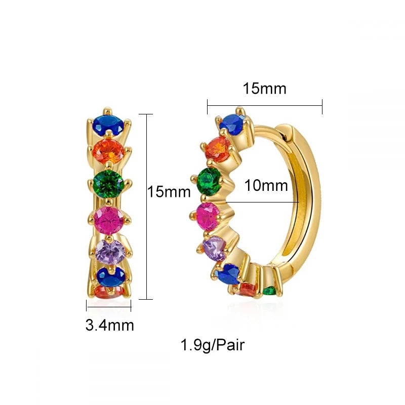 Colourful Zircon Gold Stud Earrings Mix'n'Match
