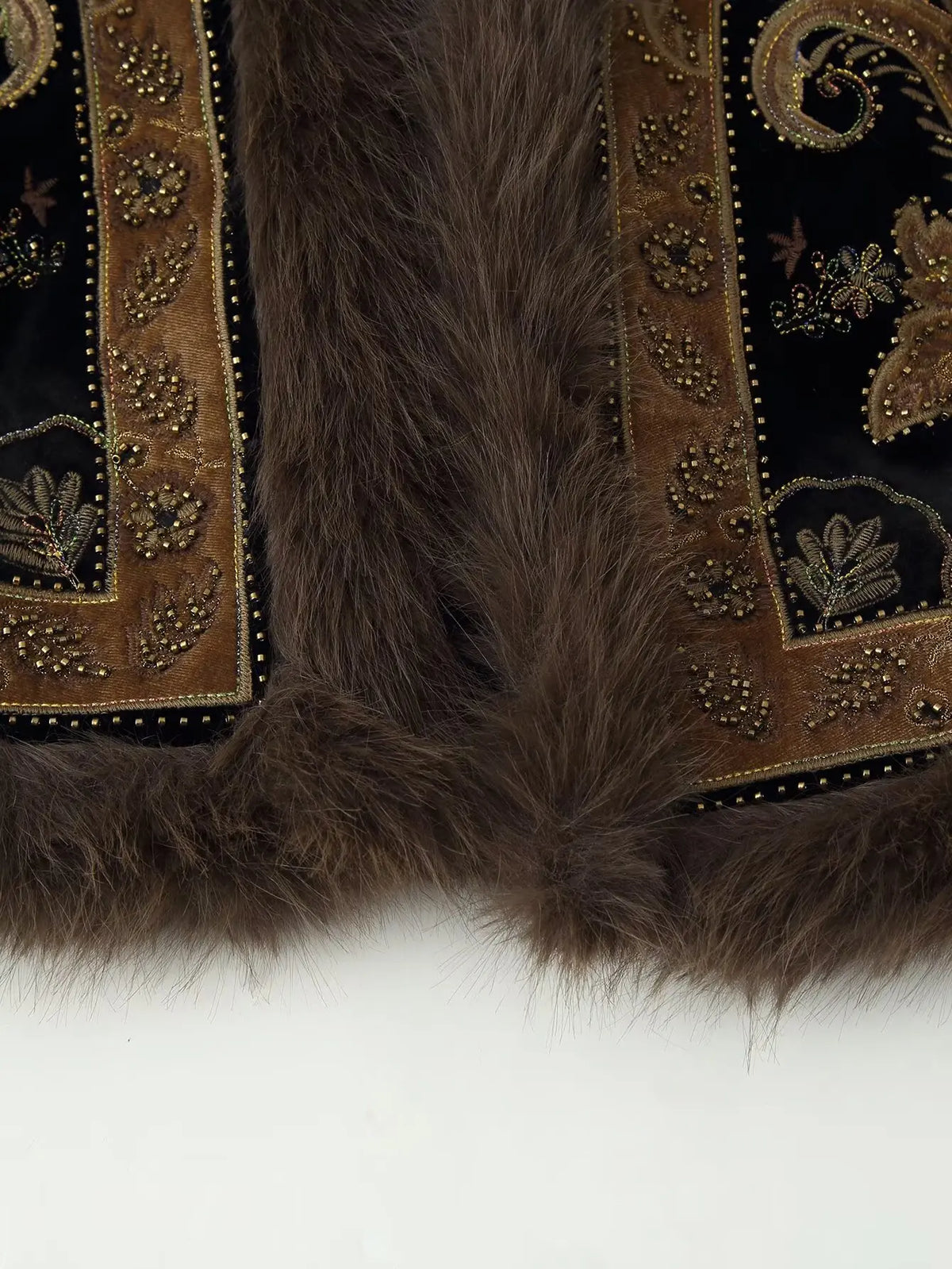 Dharma's Bead Stitched Vest Faux Fur Lined Vest