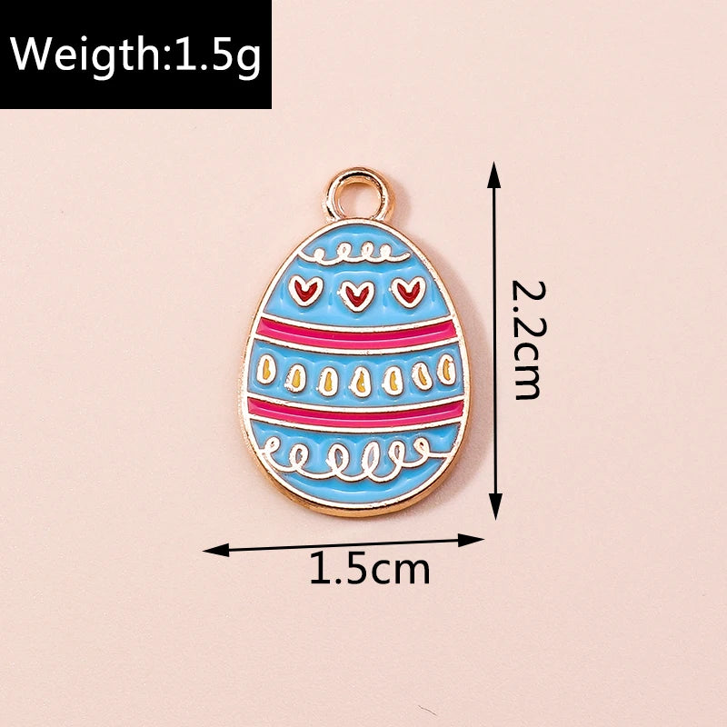 Ten Easter Eggs Charms for DIY Jewellery Making Craft