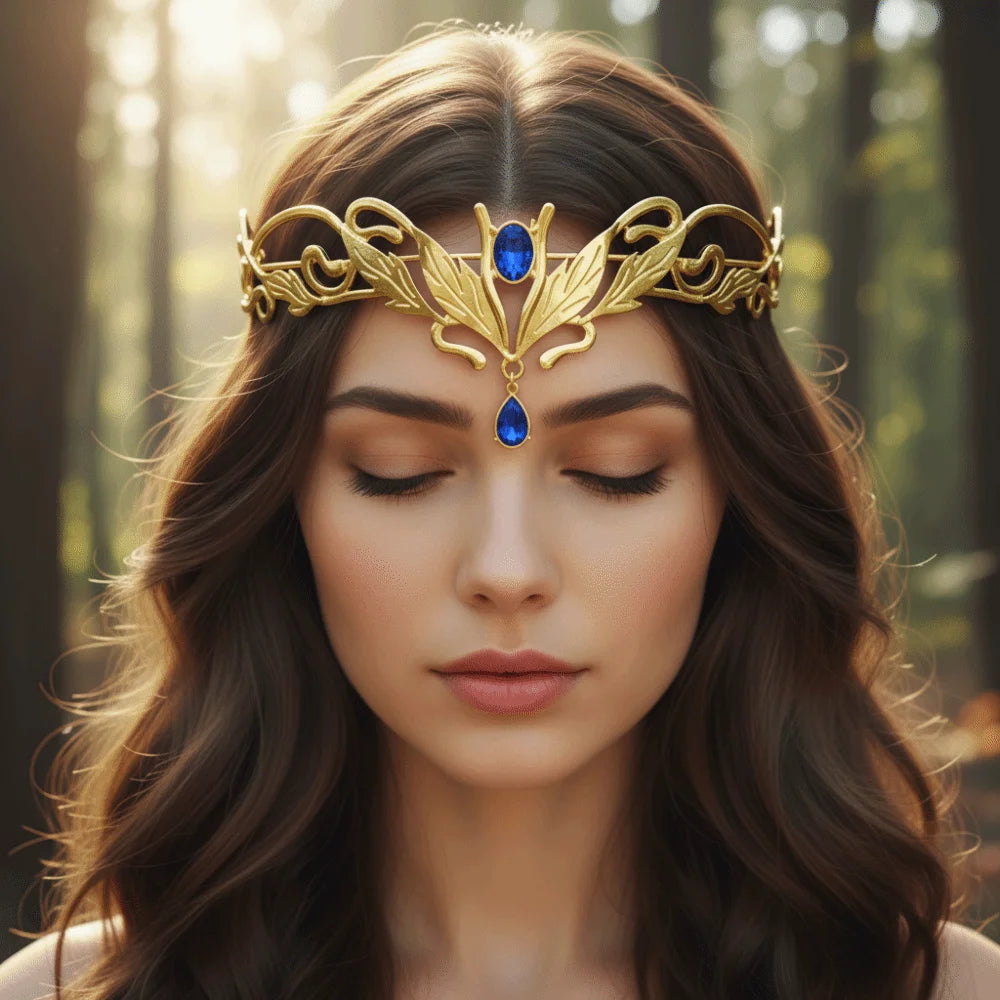 Elven Crown Forest Fae Diadems Forehead Jewellery