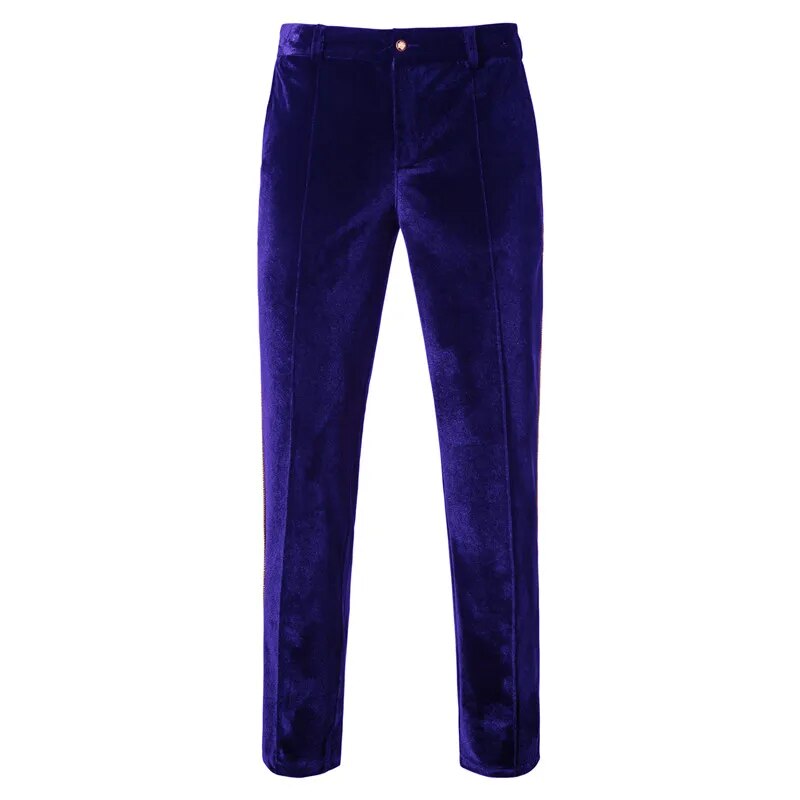 Plush Velvet Suit Two-piece Mens Party Suits Double Breasted Tuxedo Blazers & Pants