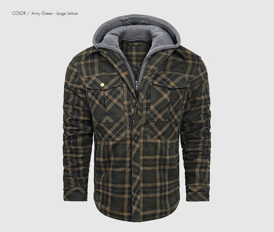 Woodsman Cotton Plaid Hooded Jacket Thick Warm Winter Plaid Shirts