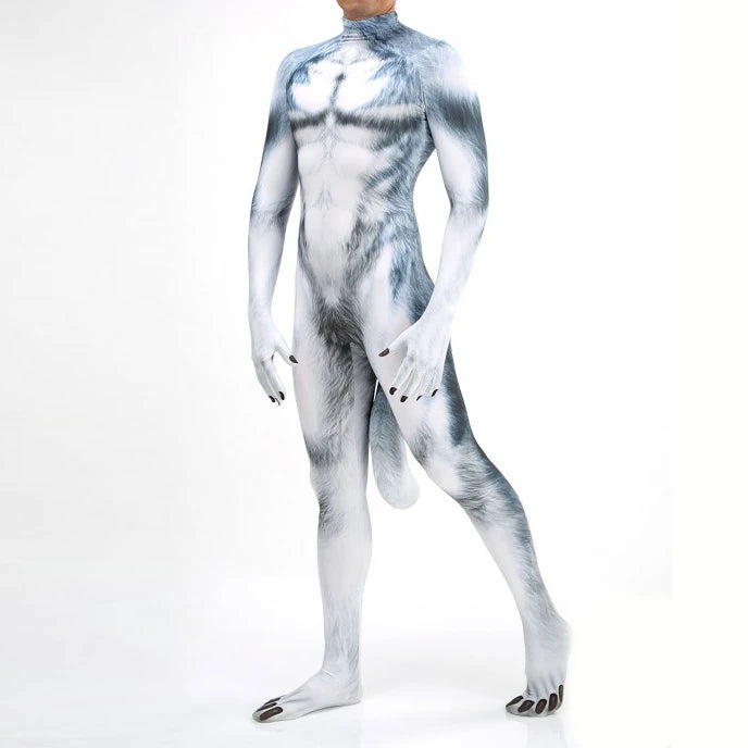 Animal Cosplay Carnival Costume Adults Bodysuit Unisex with Paws and Tail