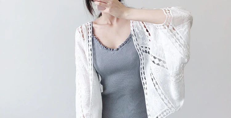 Faith's Cotton Linen Open Stitch Embroidered Summer Cover-Ups