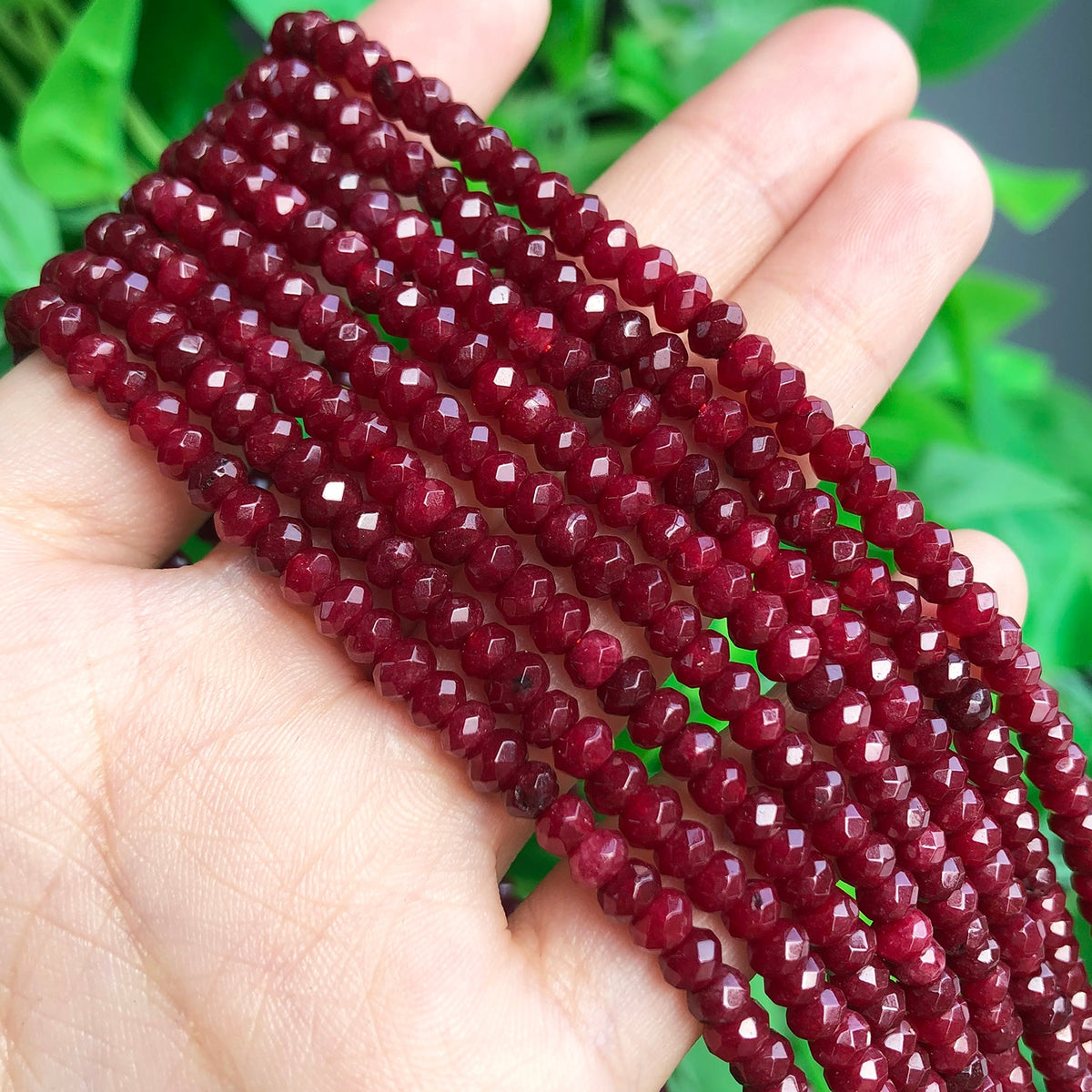 Red Chalcedony Natural Faceted Rondelle Stone Beads for DIY Jewellery Making