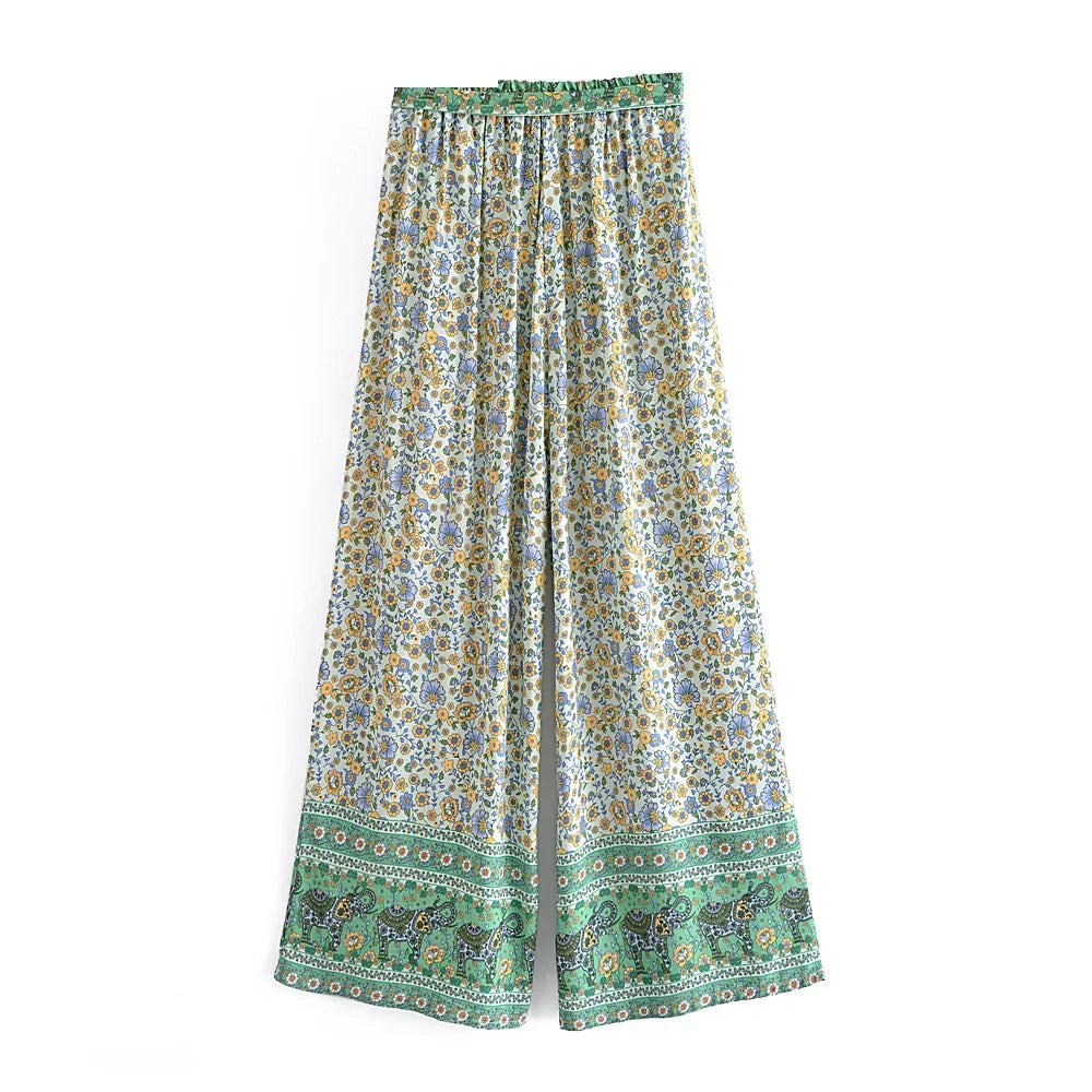 Fern's Boho Two Piece Summer Wide Leg Pant and Camisole Sets