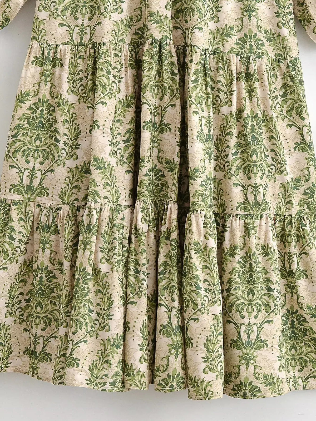 Teresa's Green Floral Long Sleeve Midi Dress