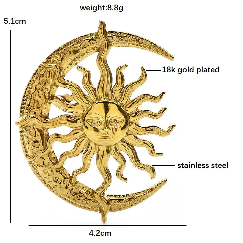 Celestial Sun and Moon Brooch