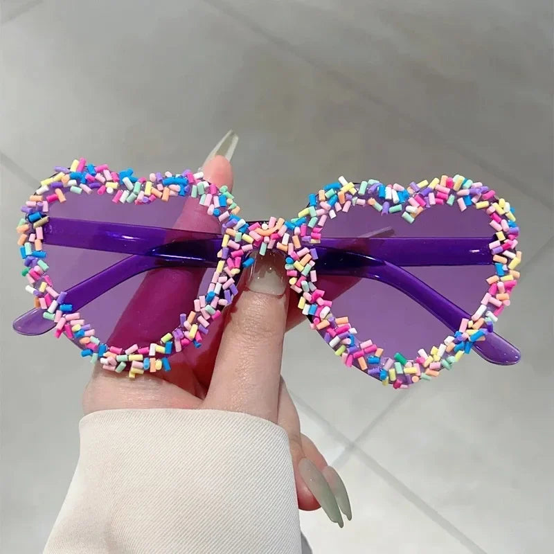 Doughnut Sprinkles Love Heart Sunglasses