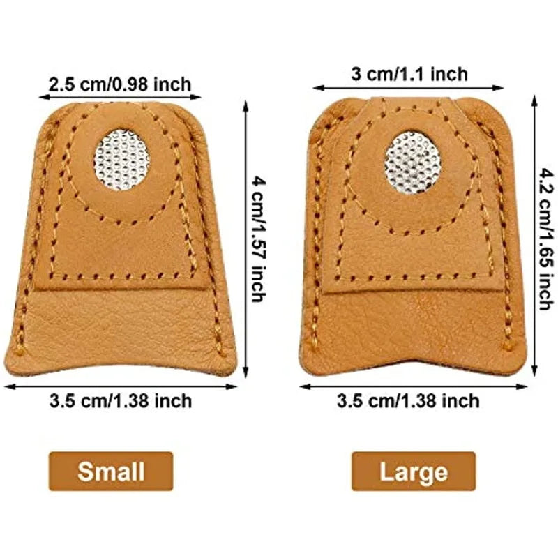 2Pcs Leather Thimble Soft Artificial Sheepskin Needlework Finger Cover Quilting Thimble Sleeve Handmade Sewing Tools