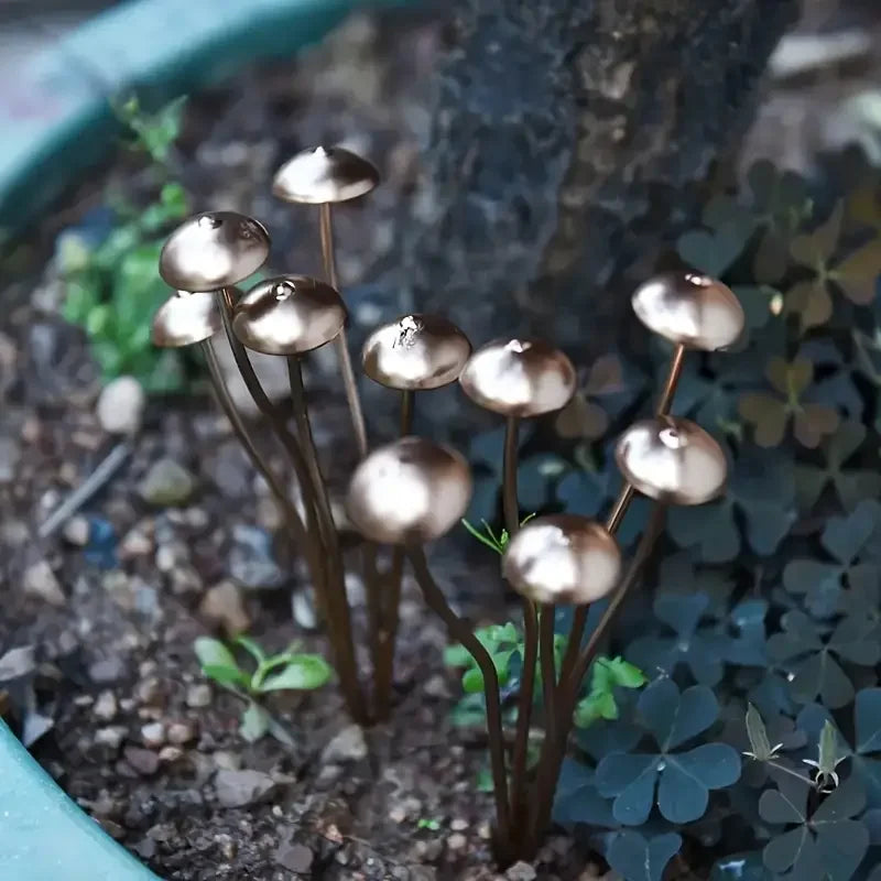 Mini Metal Mushrooms Decorative Garden Stakes
