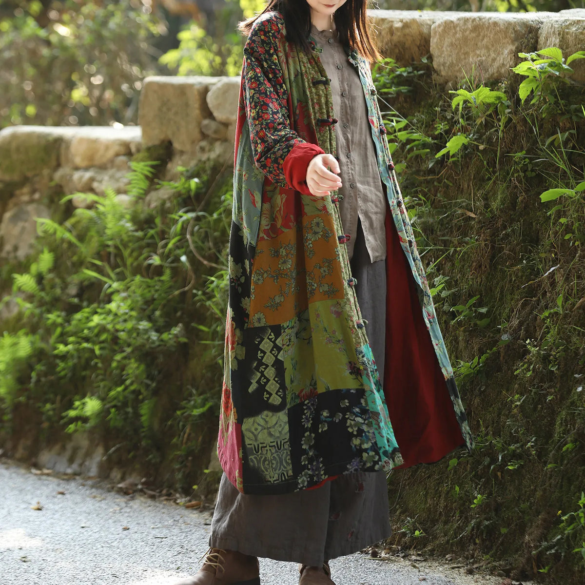 Vintage Cotton Linen Patchwork Coats