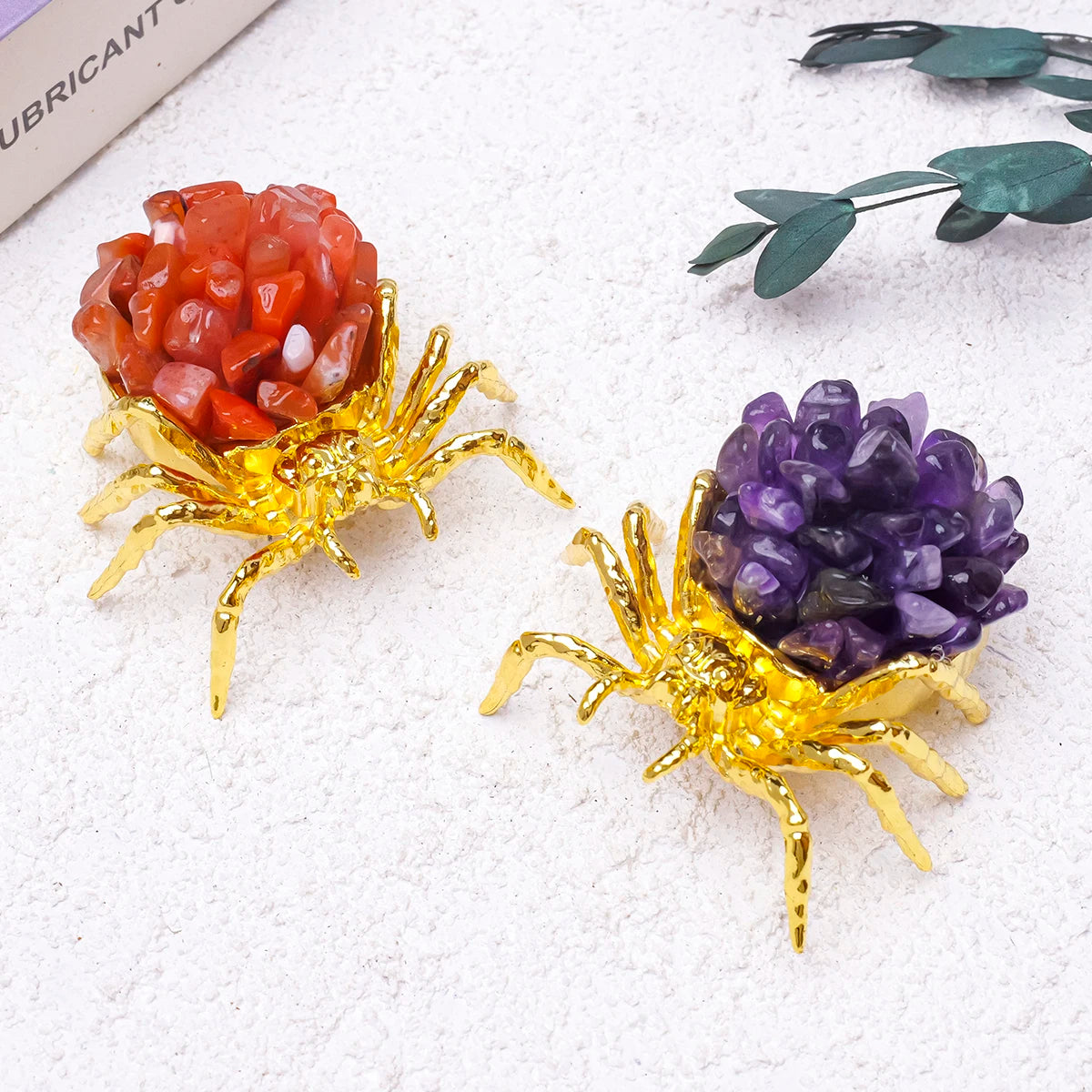 1pc Natural Crystal Spider Animal Desk Decor