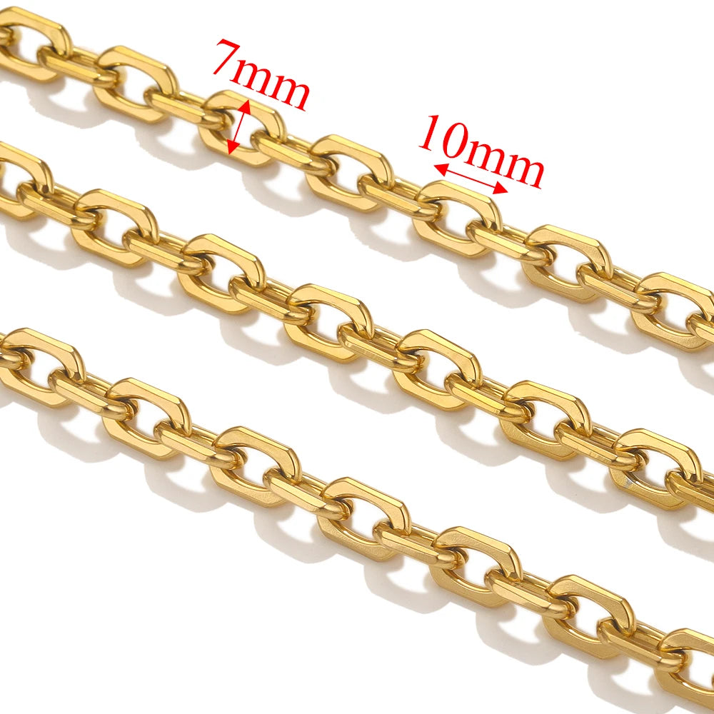1meter PVD Gold Plated Stainless Steel Thick Large Heavy Chains Necklace Bracelet DIY Jewellery Making Finding