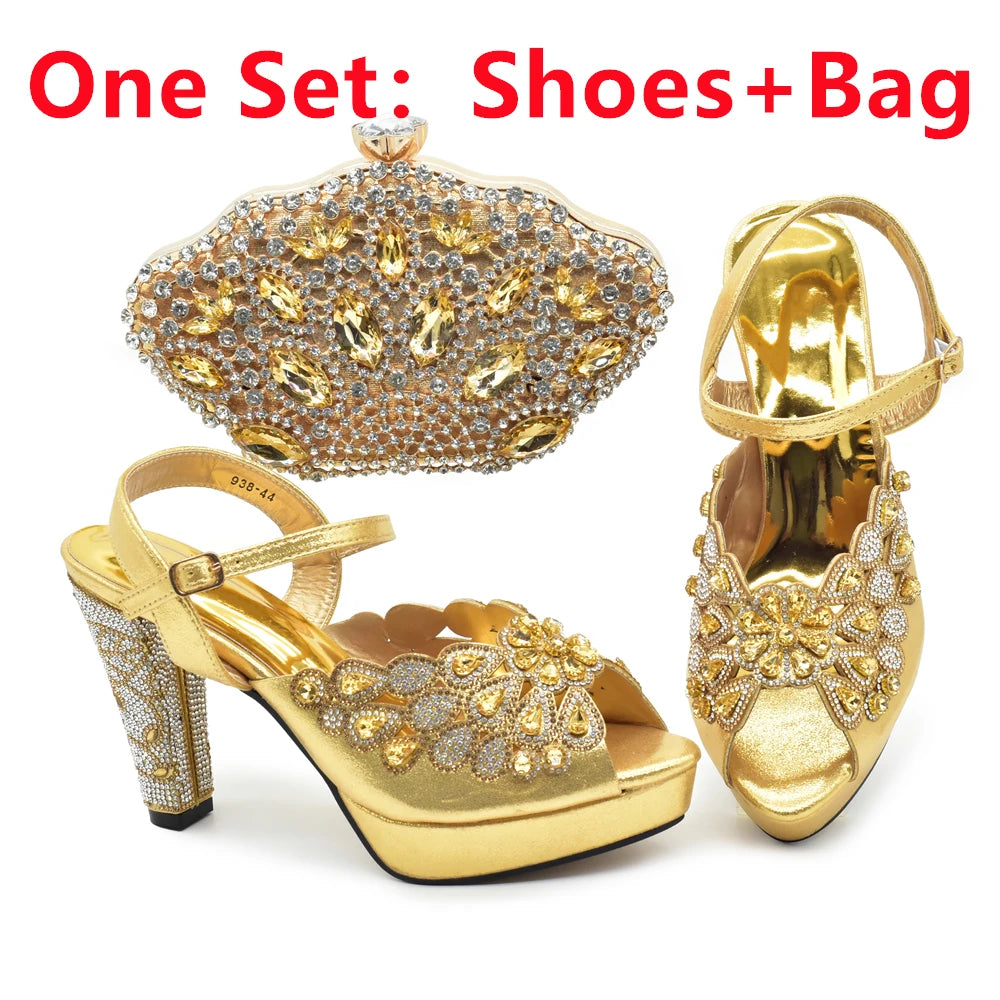 Peacock Peep-Toe Party Pumps Matching Bag and Shoes Set
