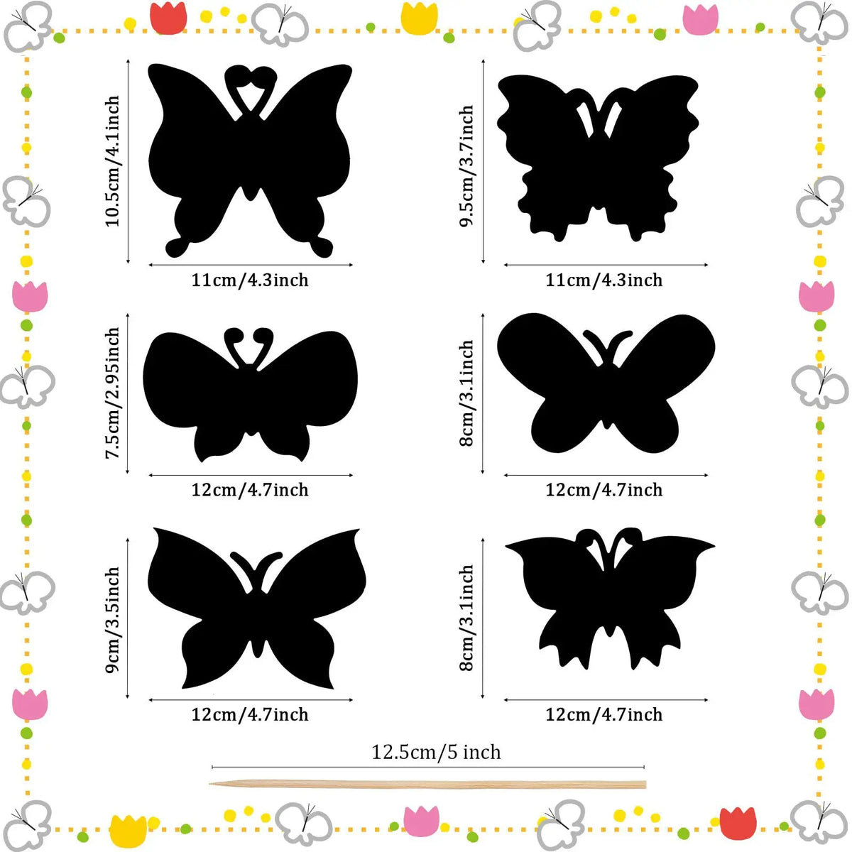 Set of 12 Magic Scratch Art Butterfly Scratch Drawing Cards