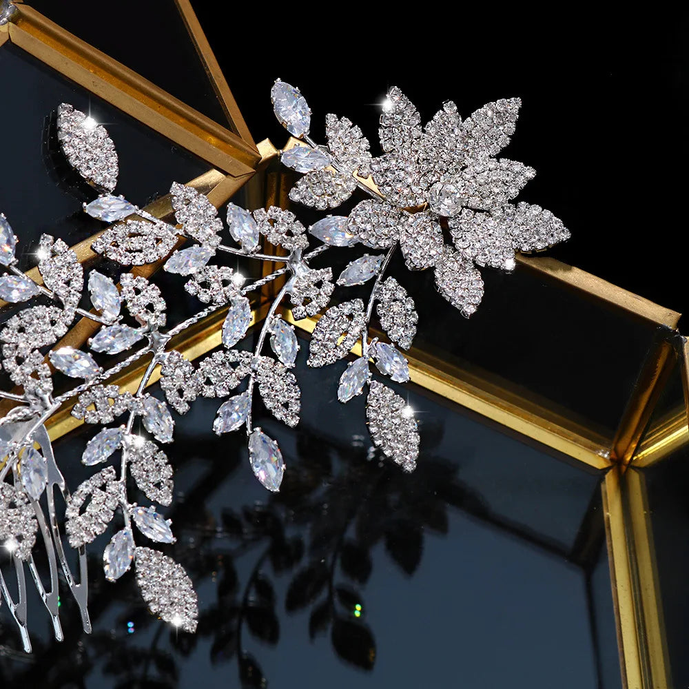 Wedding Hair Accessories Cubic Zircon Bridal Hair Combs Headpieces Hair Jewellery