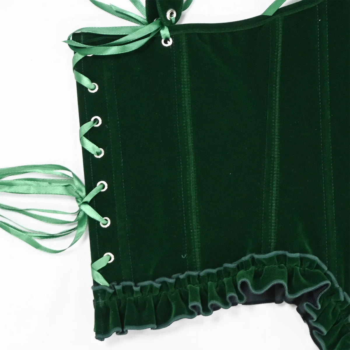 Delphine's Velvet Corset Over Bust Lace Up Boned Bodice 4 Colours