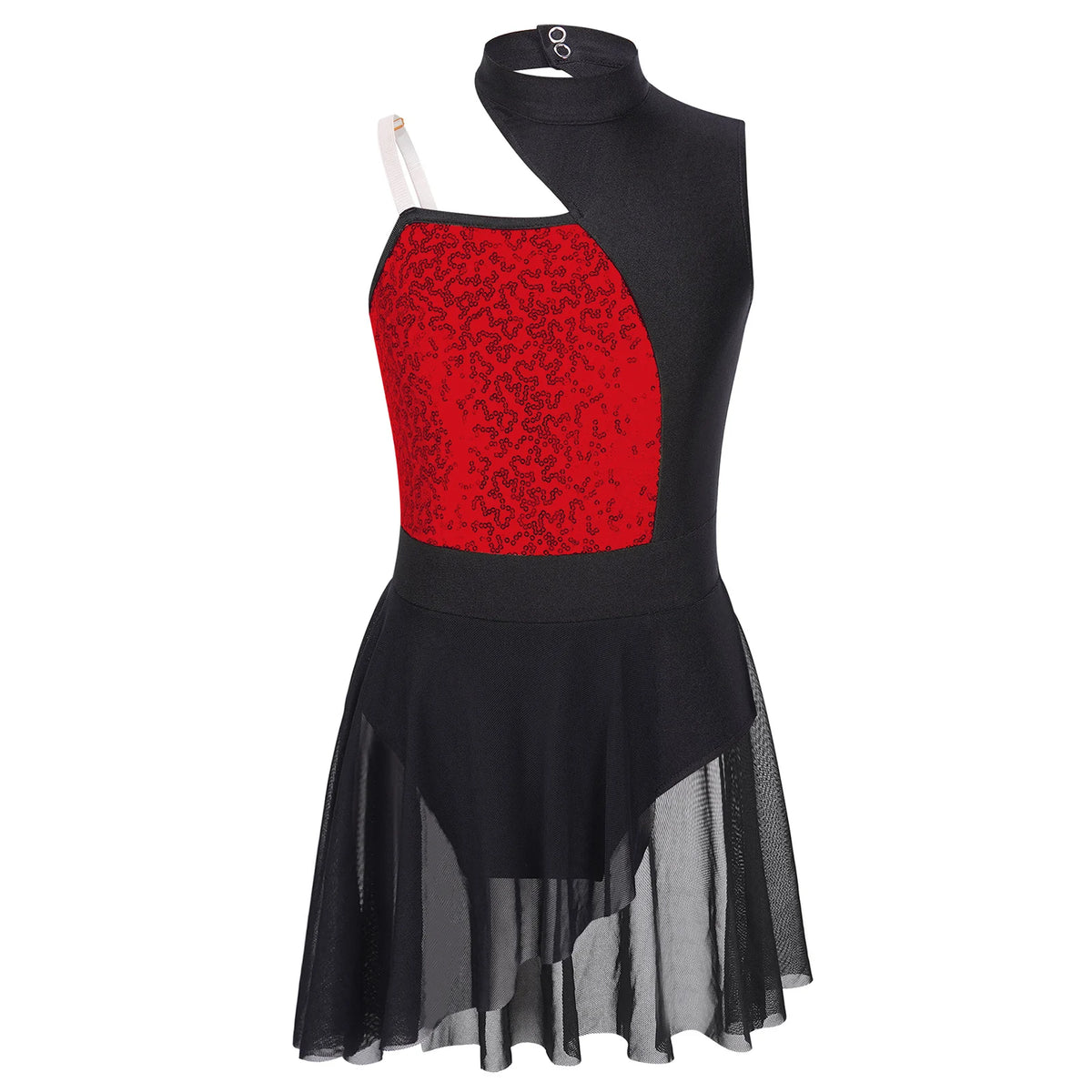 Girls Ballet Gymnastics Figure Ice Skating Sequin Leotard Tutu Dress Performance Dancewear