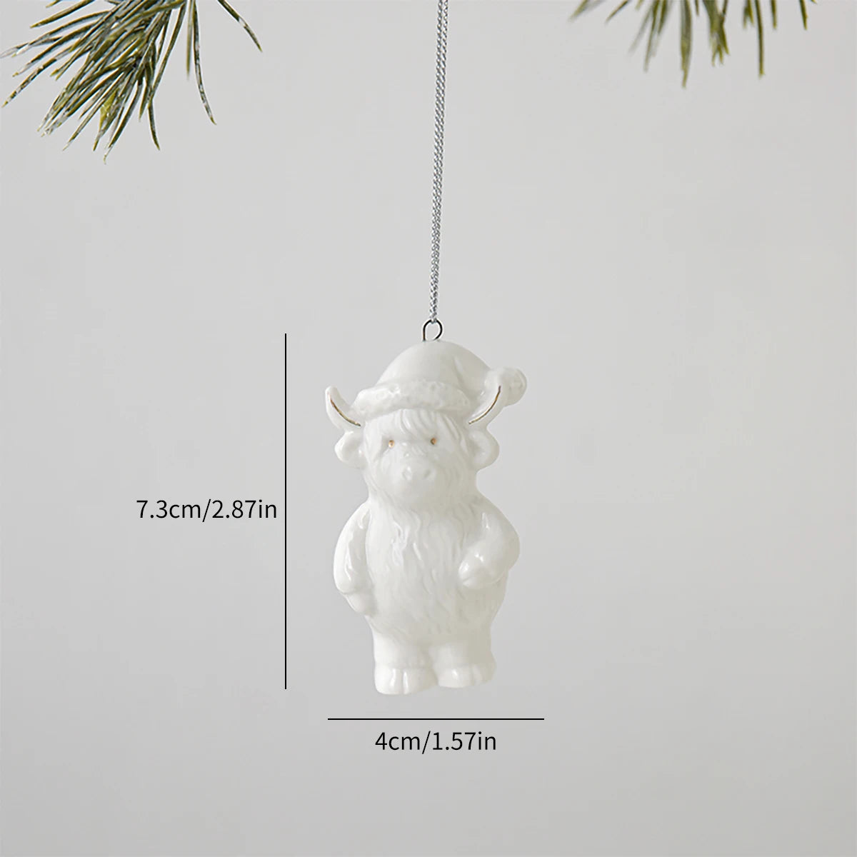 White Ceramic Christmas Tree Ornaments Snowman Reindeer Xmas Hanging Decor