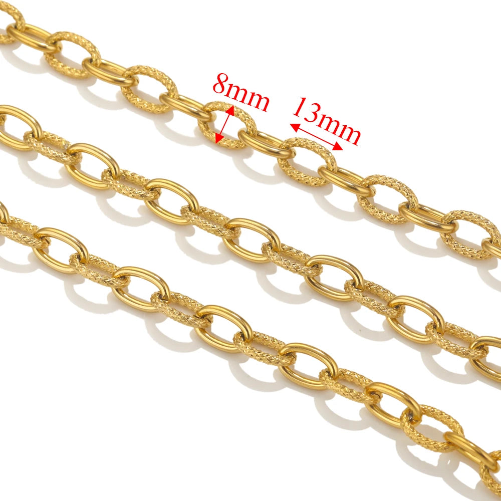 1meter PVD Gold Plated Stainless Steel Thick Large Heavy Chains Necklace Bracelet DIY Jewellery Making Finding