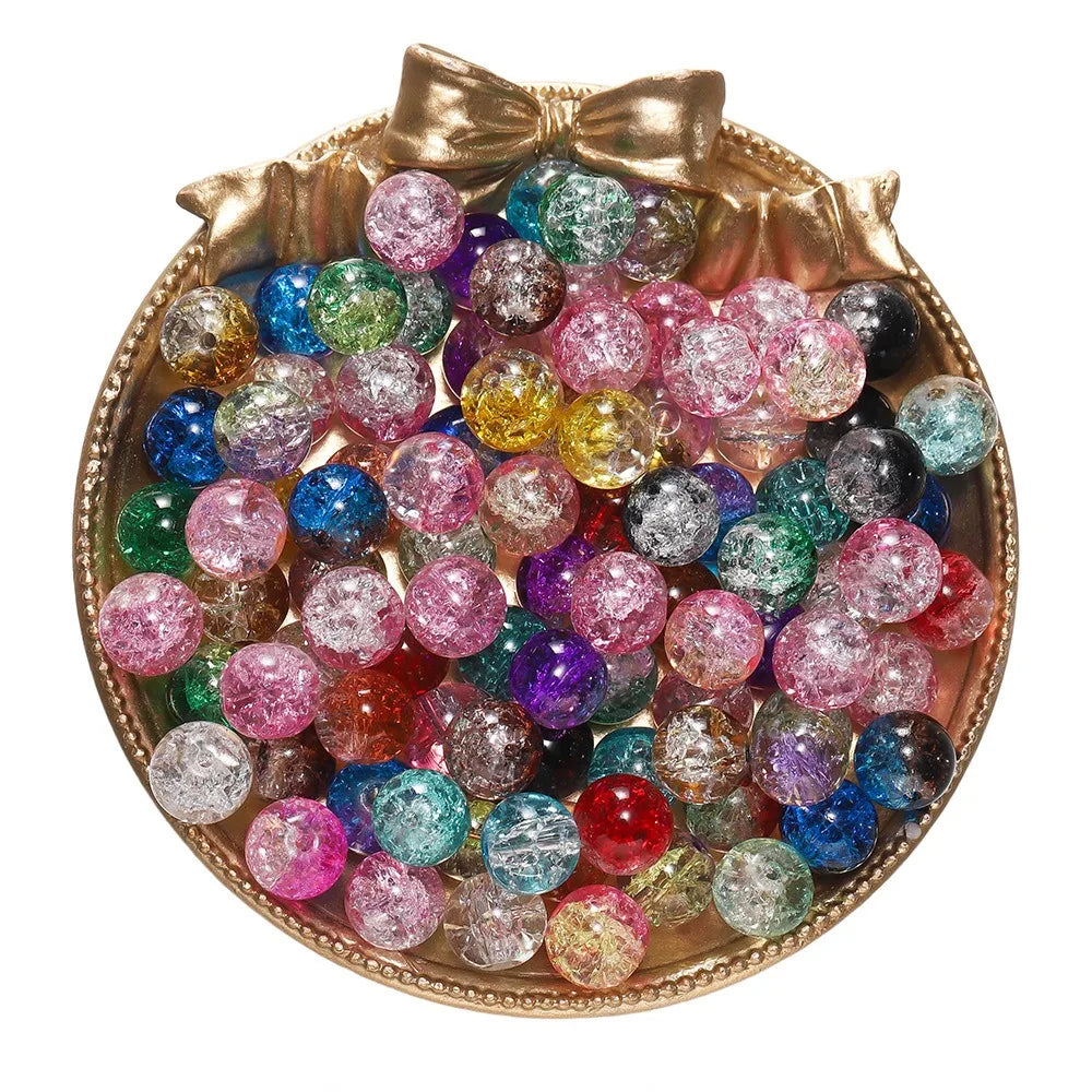 4 6 8 10mm Cracked Crystal Beads Dual Colour Glass Beads for Jewellery Making DIY