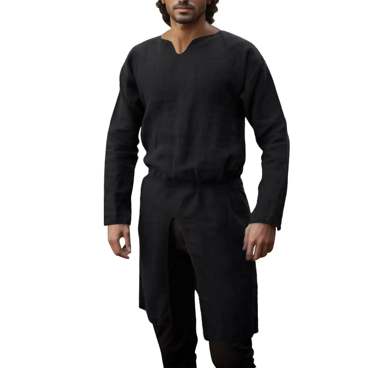 Medieval Renaissance Linen Tunic Long Shirt Knight Vikings Pirate Cosplay Costumes