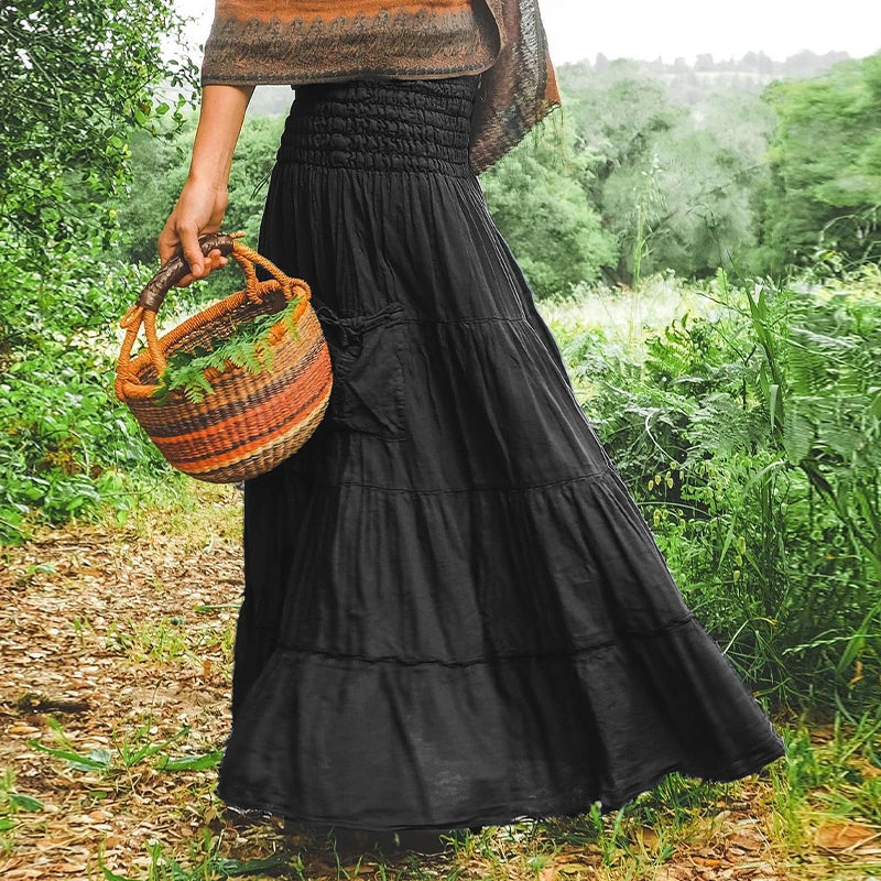 Flower's Cotton Maxi Skirt