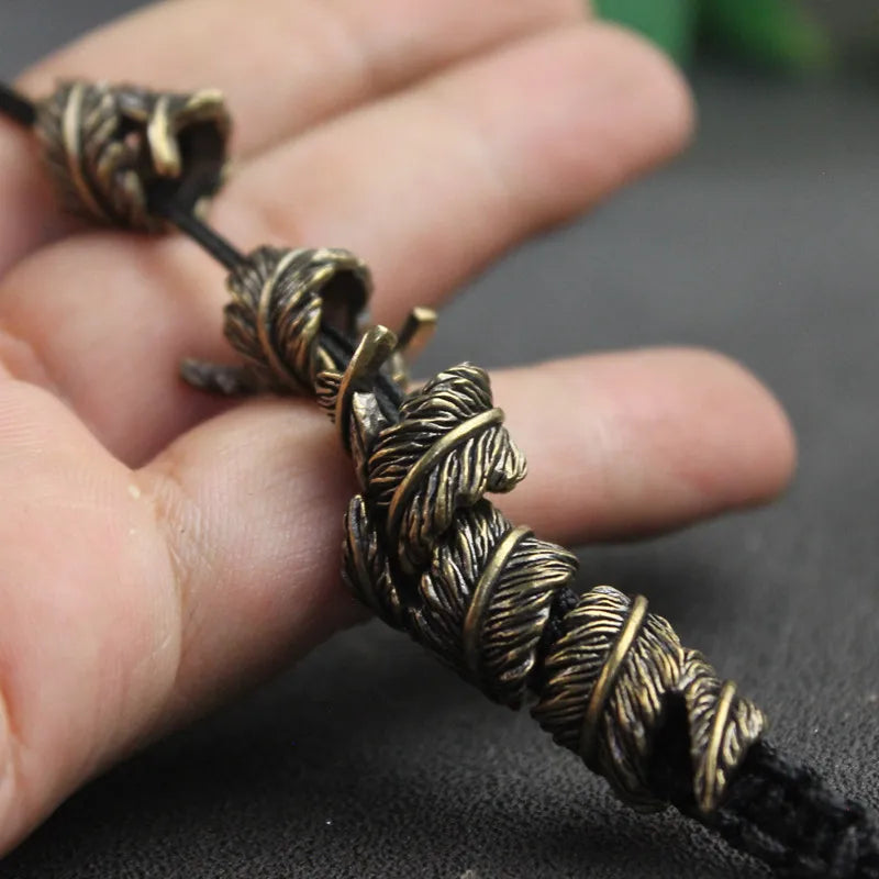 Feather Curls Brass Paracord Beads Lanyard Dreadlock Beard Bead