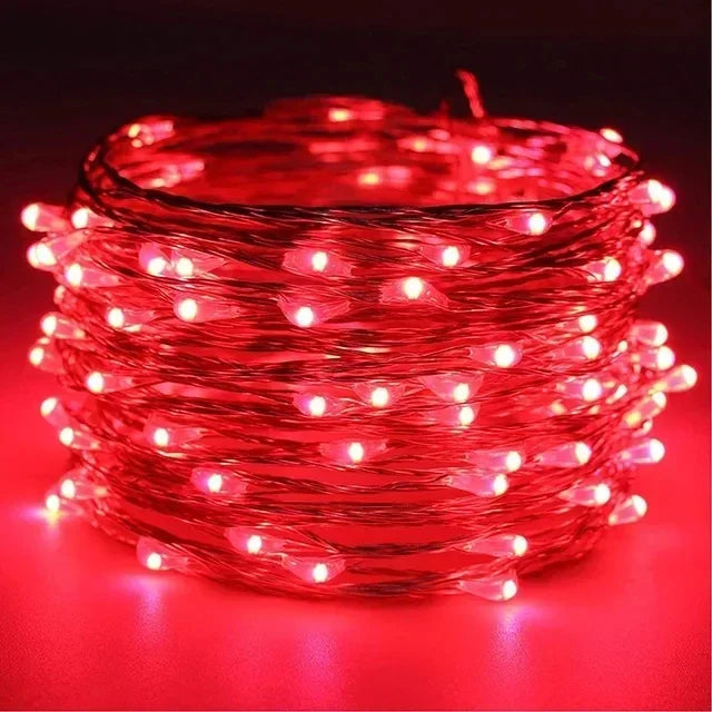 1m-30m Copper Wire LED String Light 8 Colours Fairy Lights Battery Powered