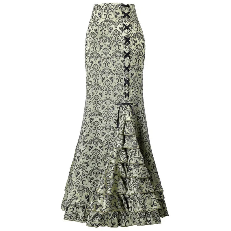 Gothic Long Steampunk Trumpet Skirts