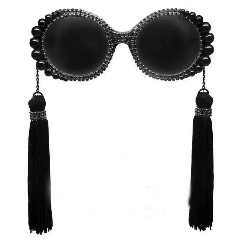 Baroque Black Tassel Sunglasses