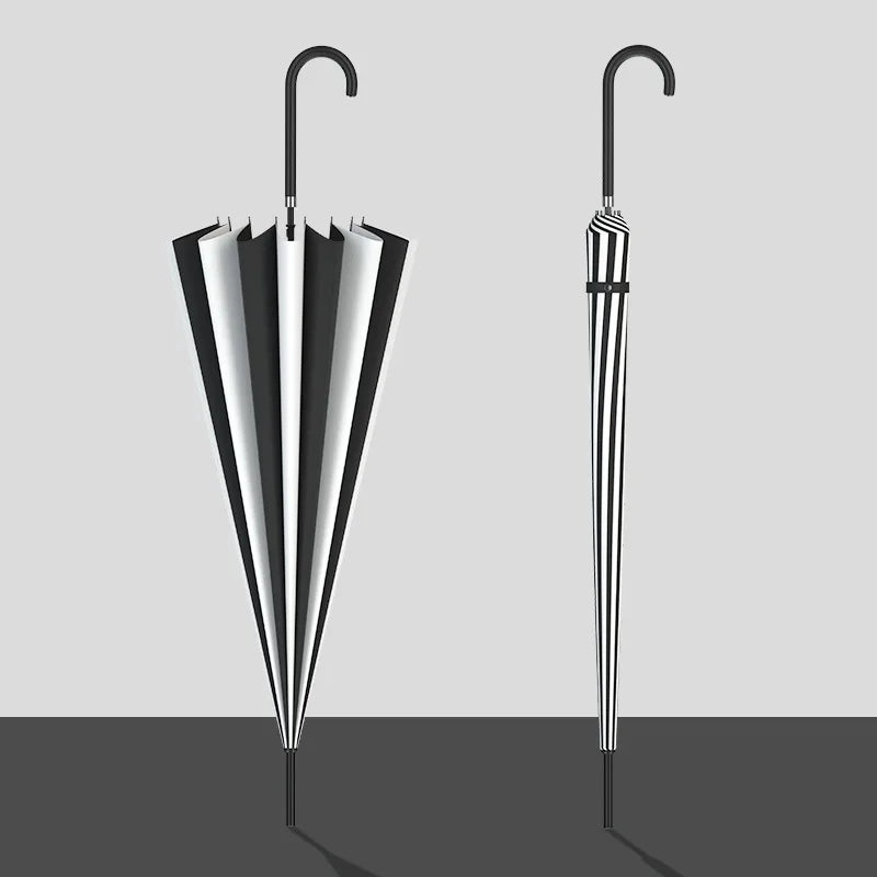 Black and White Pagoda Umbrella Striped Parasol