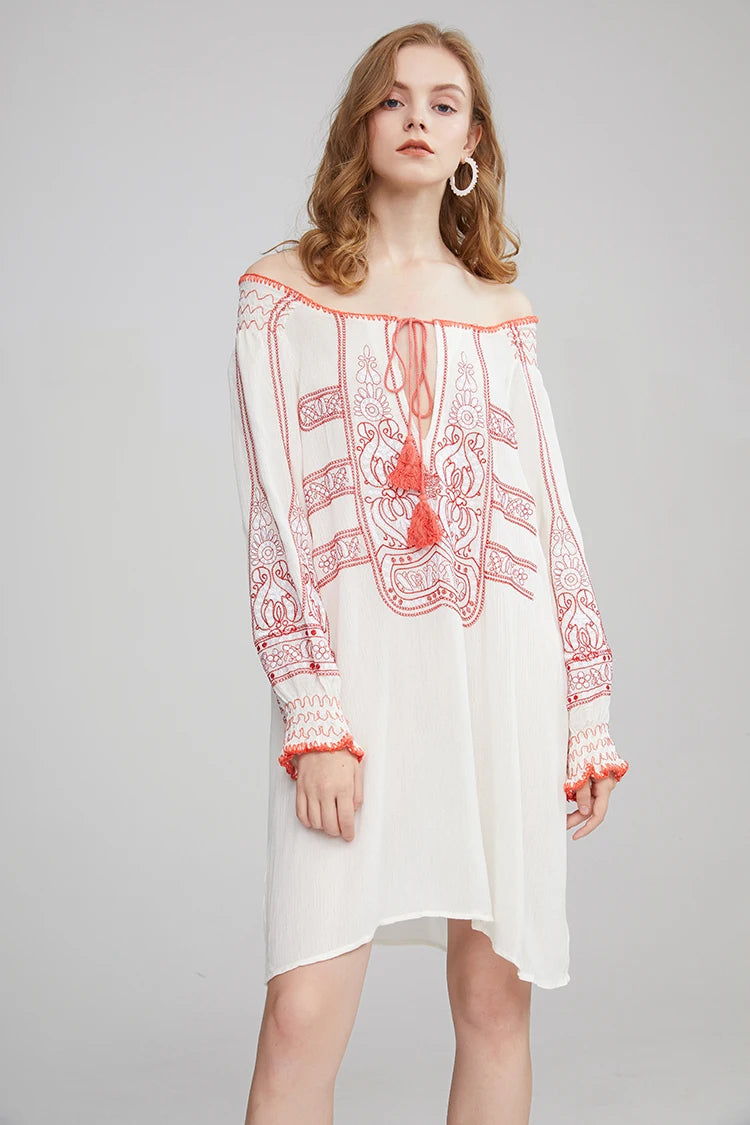 Mirai's Embroidered Boho Dress