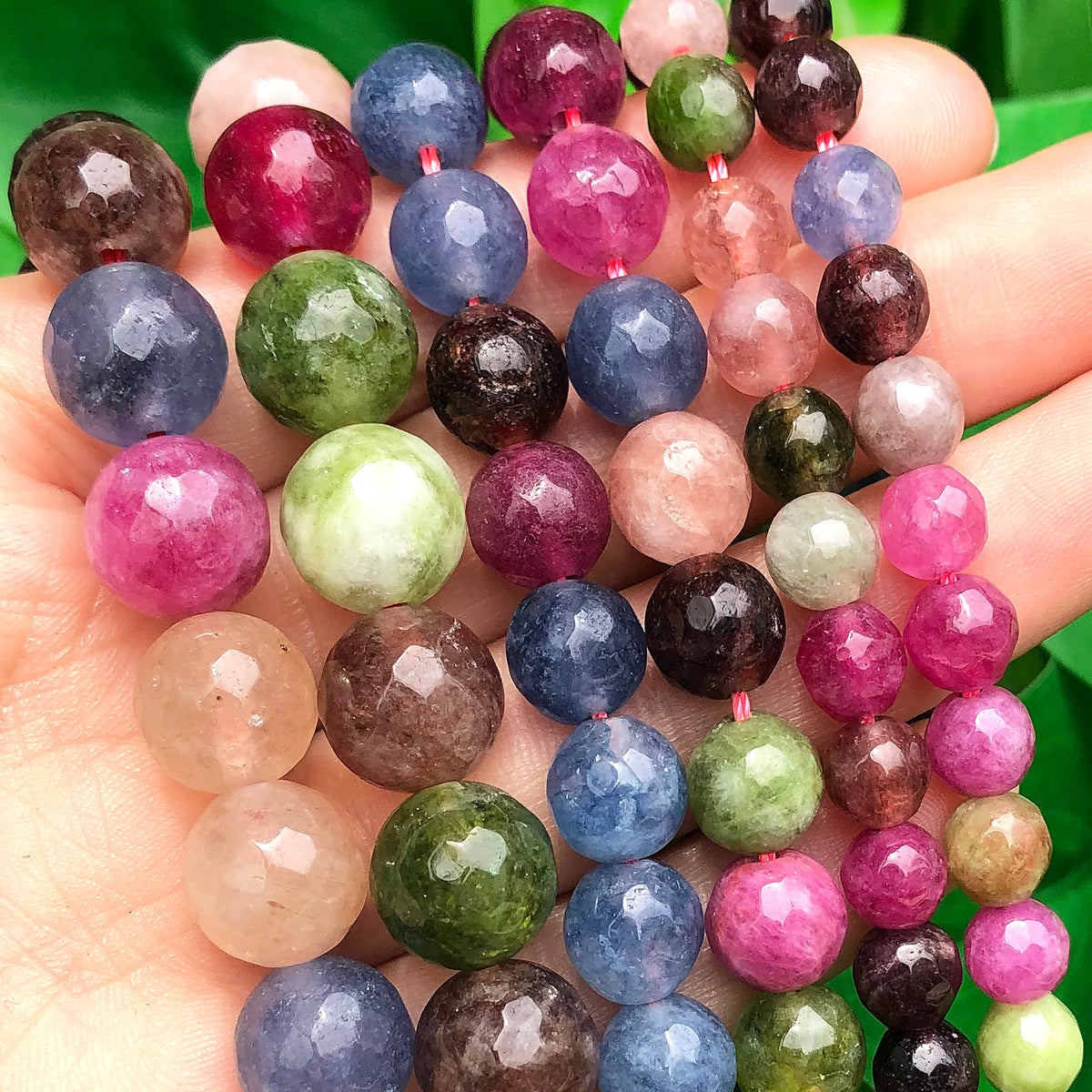 Tourmaline Natural Stone Faceted Beads Round Beads DIY Jewellery Making