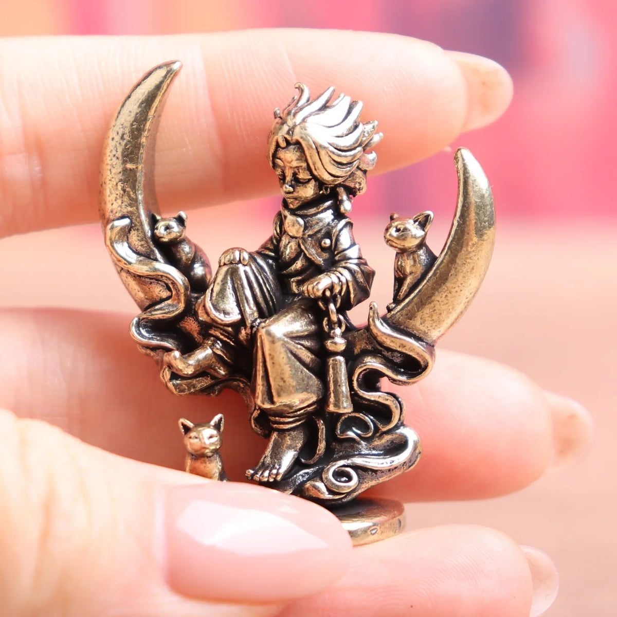 Little Prince Moon Brass Figurine Tea Pet