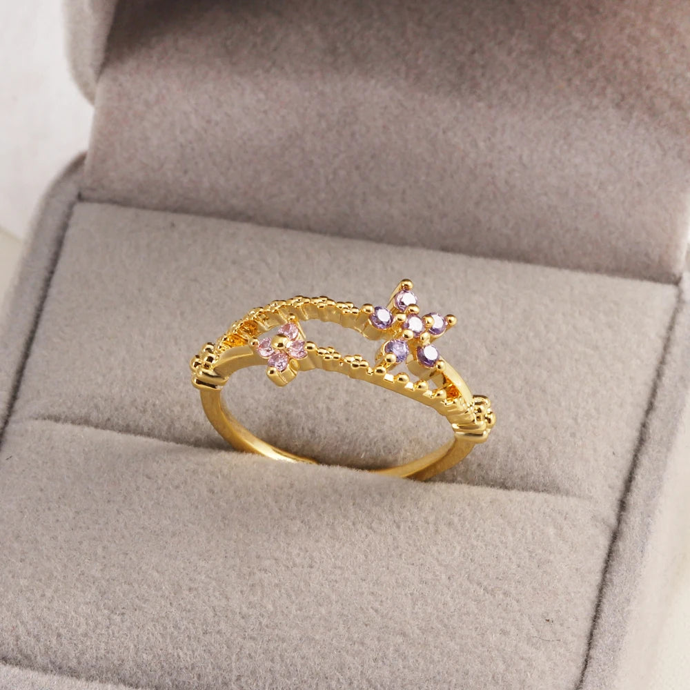 Sweet and Dainty Colourful Zircon Rings Gift Idea
