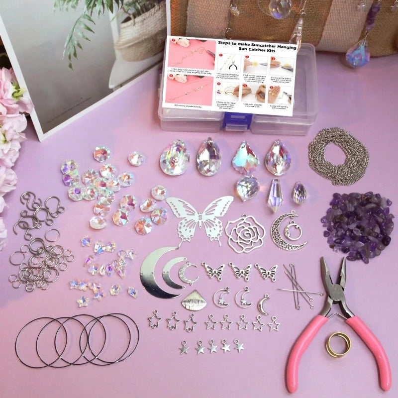 200Pcs Crystal Sun Catcher Making Set DIY Craft Kit