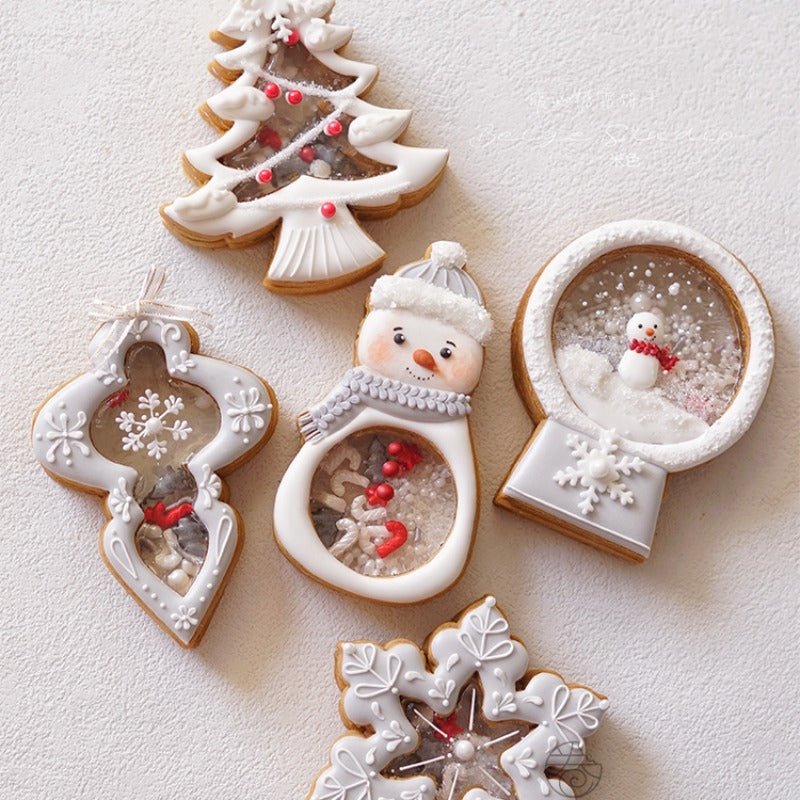 Christmas Cookie Cutter and Stamps Plastic Snowman Snowflake Xmas Tree Fondant Biscuit Mould Cake Decor Baking Supplies