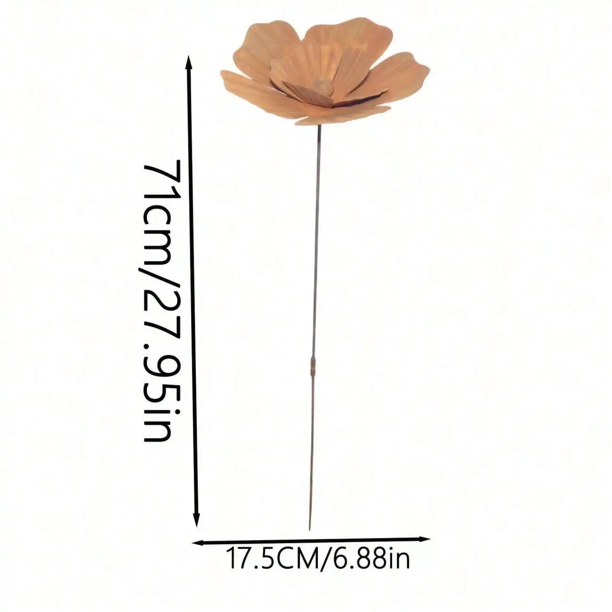 1pc Rusty Metal Flower Garden Decorative Ground Stakes