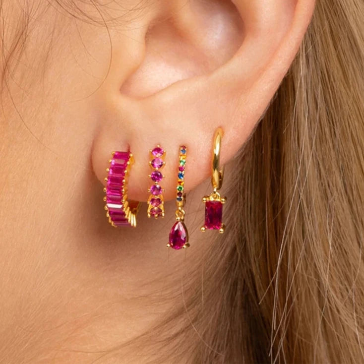 Colourful Zircon Gold Stud Earrings Mix'n'Match