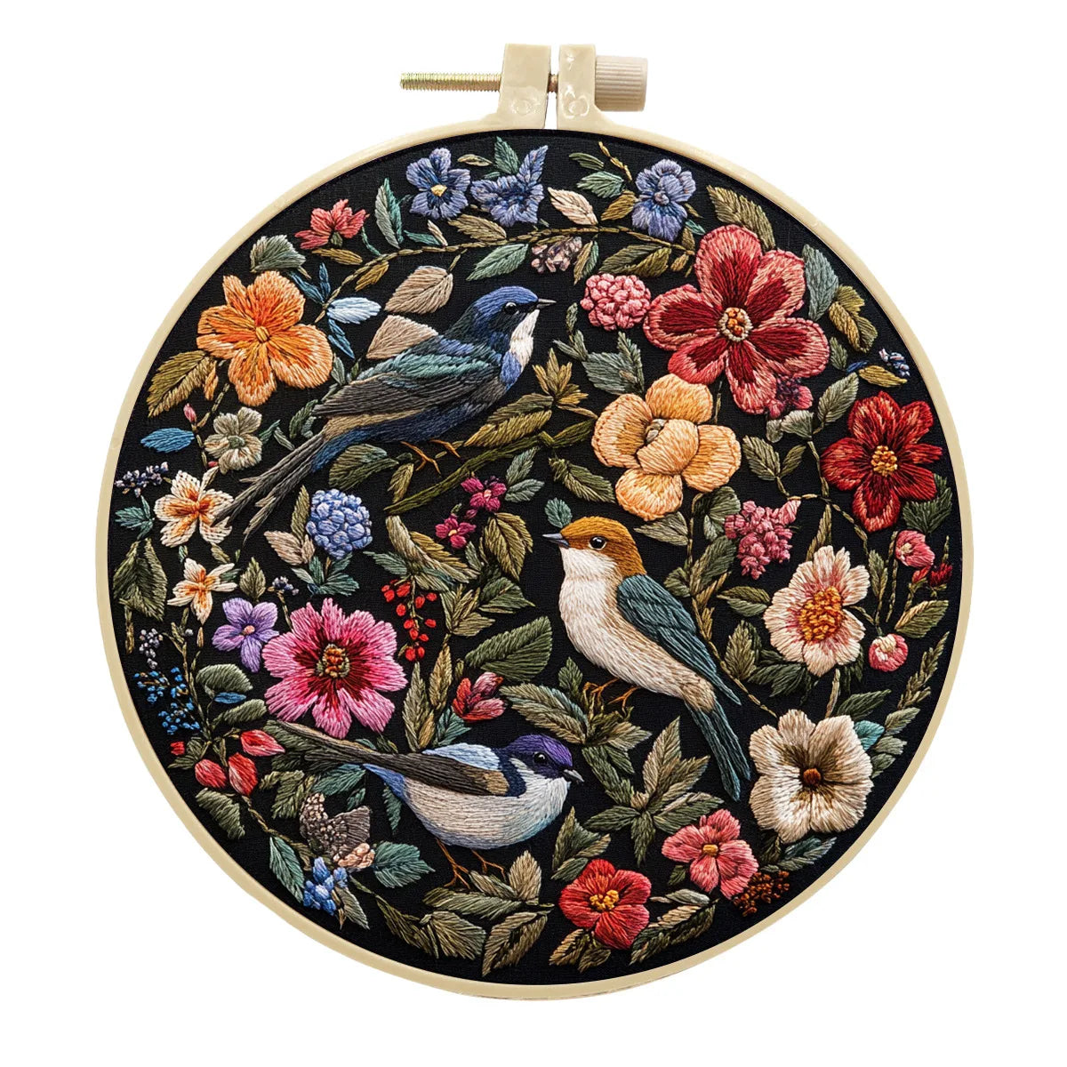 Spring Garden Embroidery Kit with Flower And Bird Pattern DIY Crafts